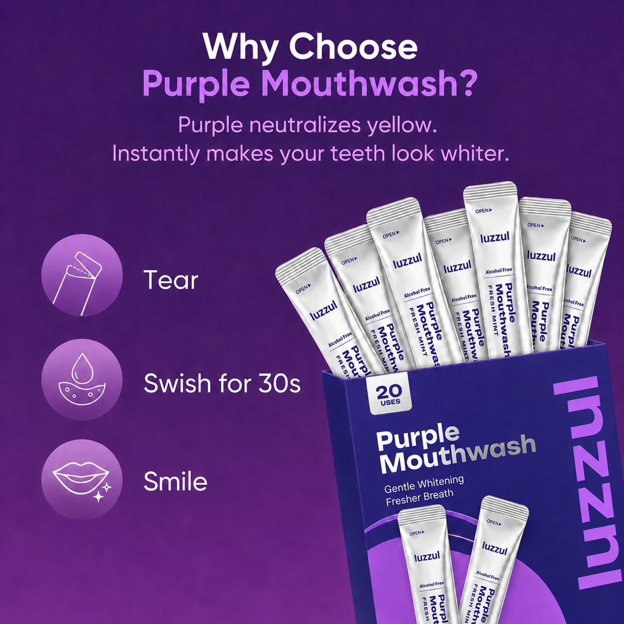 Luzzul™ Purple Mouthwash - Peroxide-Free - Alcohol Free